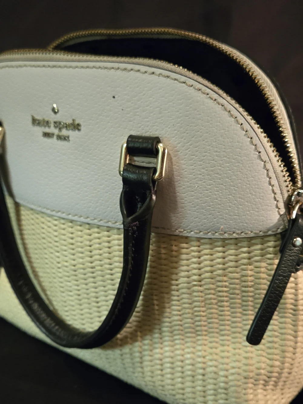 kate spade Cream Woven Dome Satchel